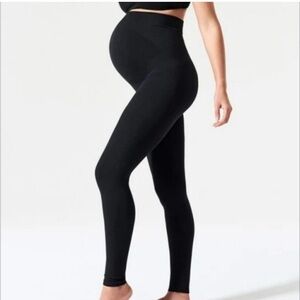 BLANQI Black High Rise Maternity Leggings Size Medium Full Belly Support EUC